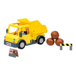 Famosa Camion Benne Bluey et Bingo - Jeu de Construction avec Figurines, Autocollants et Accessoires - Jouet pour Enfants dès 3 Ans