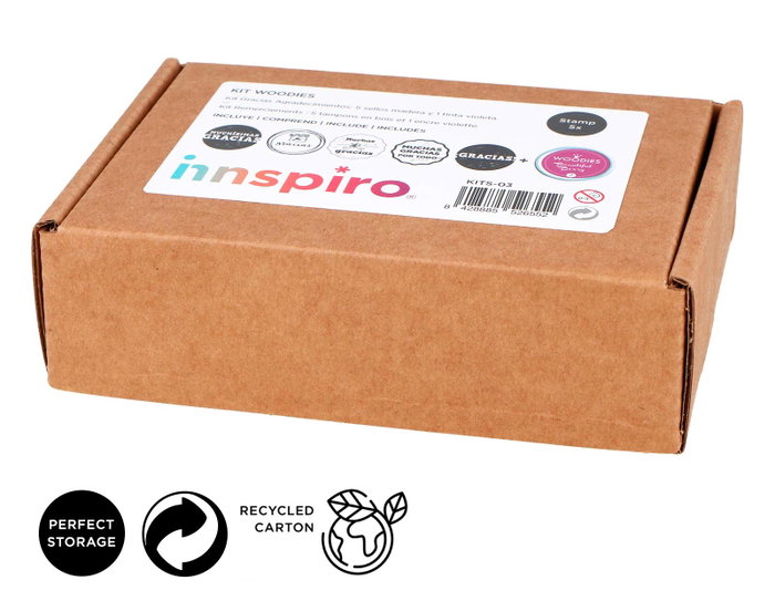 Innspiro Kit de 5 Tampons en Bois de Remerciement et Encre Violette