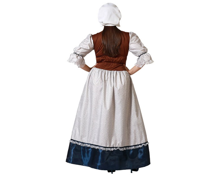 Disfraz de Mesonera Médiévale - Vestido Largo avec Chaleco et Delantal - Blanc - Taille Femme Adulte XL