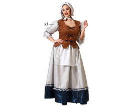Disfraz de Mesonera Médiévale - Vestido Largo avec Chaleco et Delantal - Blanc - Taille Femme Adulte XL