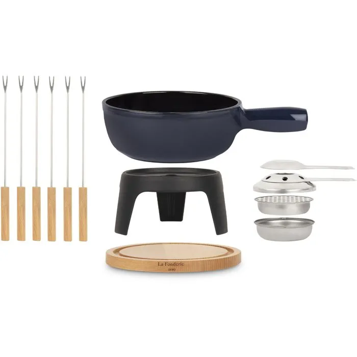 La Fonderie Service à fondue MONT JOUX en fonte émaillée, 1,8 L, Bleu La Fonderie Service à fondue MONT JOUX en fonte émaillée, 1,8 L, Bleu