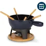 La Fonderie Service à fondue MONT JOUX en fonte émaillée, 1,8 L, Bleu