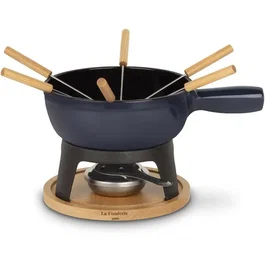 La Fonderie Service à fondue MONT JOUX en fonte émaillée, 1,8 L, Bleu