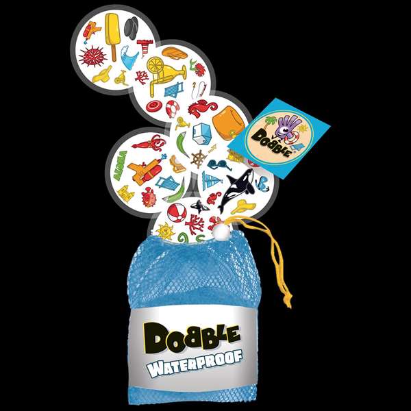 Asmodee Dobble Waterproof - Jeu d'observation et de réflexes imperméable - 30 cartes - 2 à 8 joueurs - Version espagnol et portugais