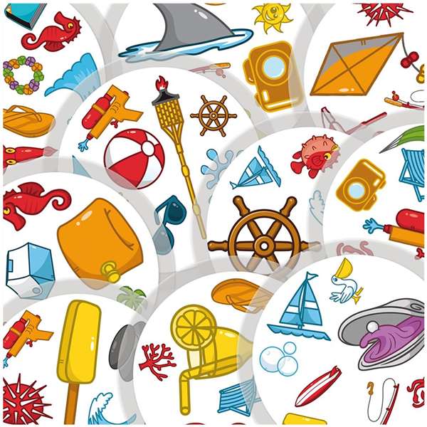 Asmodee Dobble Waterproof - Jeu d'observation et de réflexes imperméable - 30 cartes - 2 à 8 joueurs - Version espagnol et portugais