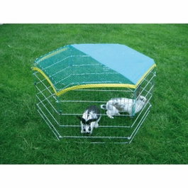 Kerbl Enclos extérieur zingué hexagonal pour rongeurs avec filet de protection solaire