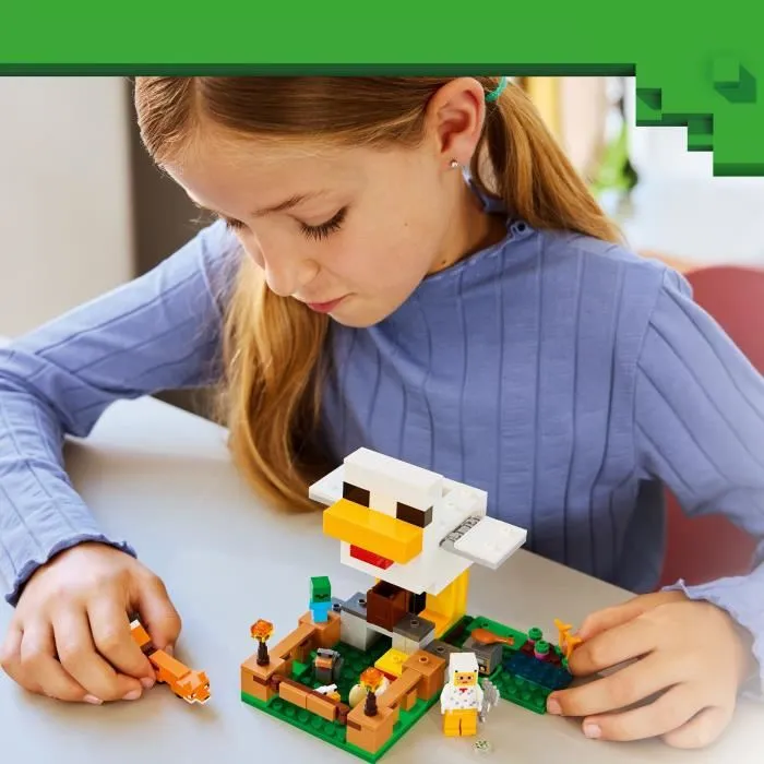 Lego Minecraft 21585 La Ferme à Poules, Jouet de Construction Fille ou Garçon 7 ans, Poulailler