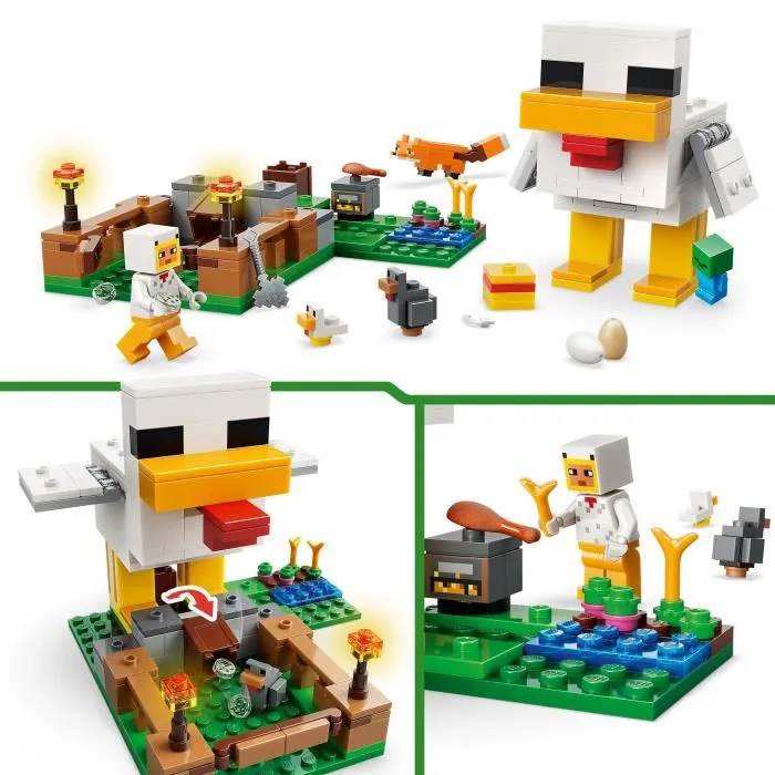 Lego Minecraft 21585 La Ferme à Poules, Jouet de Construction Fille ou Garçon 7 ans, Poulailler