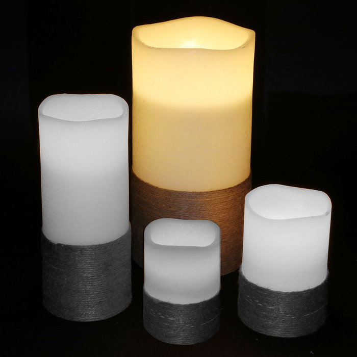 The Candle Factory Bougie LED crème avec corde 30x15 cm