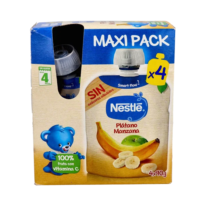 NESTLE BOLSITA PLATANO MANZANA 4X90G NESTLE BOLSITA PLATANO MANZANA 4X90G