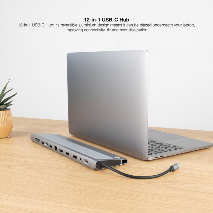 Doking Nanocable USB-C 3.1 Gris avec HDMI, DisplayPort, RJ45 et PD 100W
