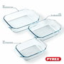 Pyrex Lot de 3 plats à four rectangulaires en verre, 20-25-28 cm