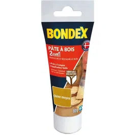 Bondex - 420479 - Pâte à bois chêne moyen, 80 g - Rebouchage et restauration du bois, prêt à l'emploi, séchage rapide, fabriqué en France