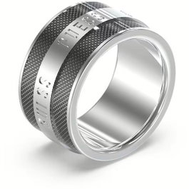 Guess JUMR03209JWSTBK64 Bague Legacy pour Homme en Acier Inoxydable Gris