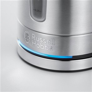 Russell Hobbs 24190-70 Bouilloire électrique compacte en acier inoxidable avec filtre amovible et indicateur lumineux - 0.7L