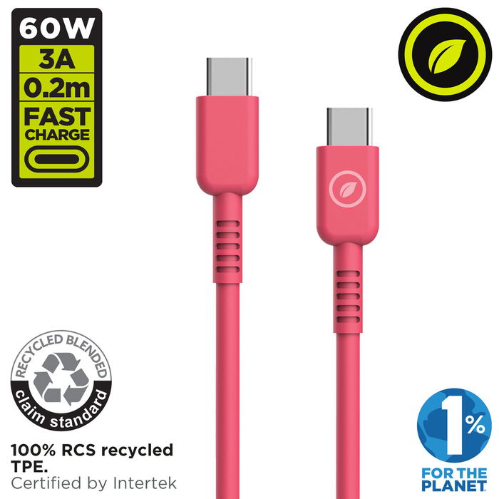 Câble USB-C vers USB-C Muvit for Change Magenta 0,2 m
