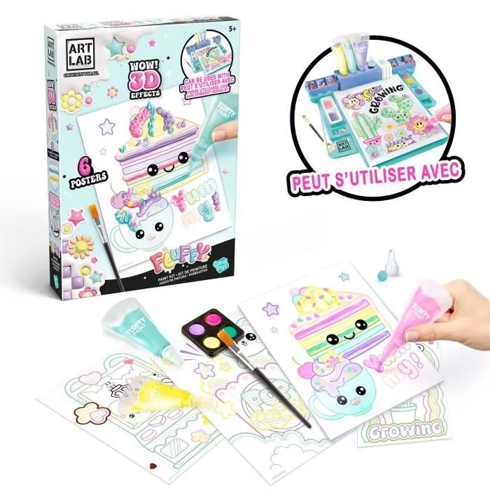 Canal Toys ART 019 Kit de Peinture Fluffy Paint Art Lab - Kit créatif pour peintures 3D avec 6 posters et décorations - À partir de 6 ans Canal Toys ART 019 Kit de Peinture Fluffy Paint Art Lab - Kit créatif pour peintures 3D avec 6 posters et décorations - À partir de 6 ans