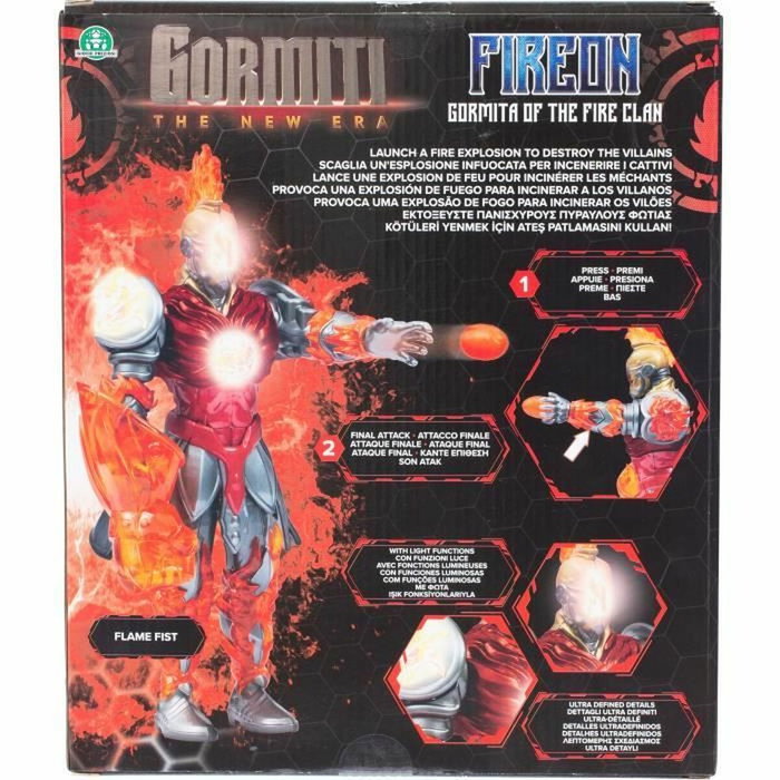 Gormiti Figurine articulée Fireon avec attaque lumineuse de feu - 27 cm