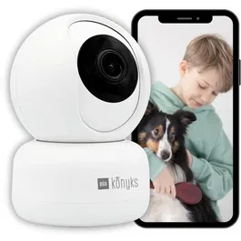 Konyks CAMINI 2 Caméra de Surveillance Intérieure Motorisée WiFi - Détection de Mouvements, Rotation 350°, Vision Nocturne 5 m, Enregistrement 3MP sur Carte SD, Alerte Smartphone