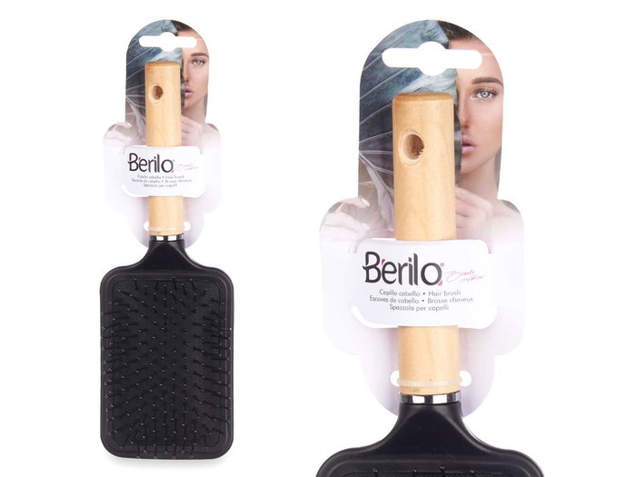 BERILO CEPILLO CABELLO MANGO MADERA CUADRADO