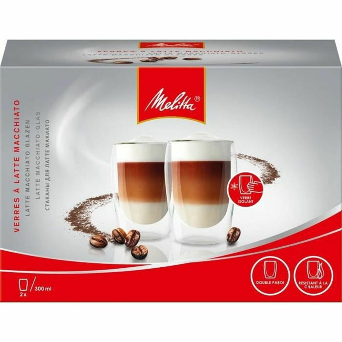 Melitta Lot de 2 verres en borosilicate pour latte macchiato 300 ml transparent Melitta Lot de 2 verres en borosilicate pour latte macchiato 300 ml transparent