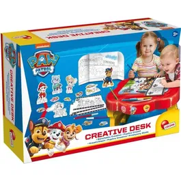 Lisciani Giochi - Pupitre créatif Paw Patrol - Tableau à colorier, jeu avec personnages, feutres et autocollants - À partir de 3 ans