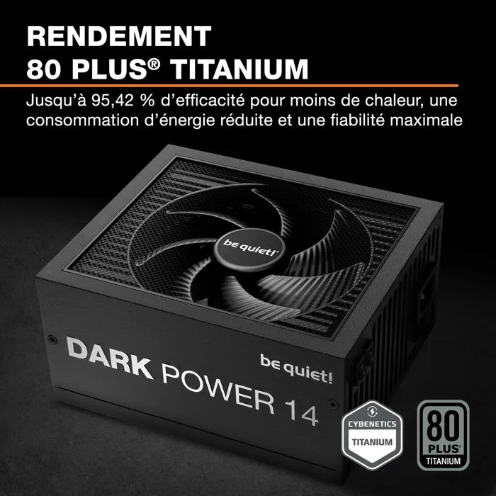 be quiet! Dark Power 14 - Alimentation PC 1200 W - 80 Plus Titanium - Mode ventilateur semi-passif - Connectique modulaire