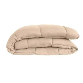 Toison D'Or CALGARY - Couette Chaude 400 g/m² en Microfibre, Gris Galet & Marron Gingembre 220x240 cm, Traitement Ignifugé STOPFLAM, Certifiée OEKO-TEX