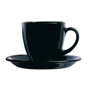 Luminarc Lot de 6 Tasses avec Soucoupe Carine Noir Verre 22 cL Fabriqué en France Compatible Micro-ondes Lave-vaisselle