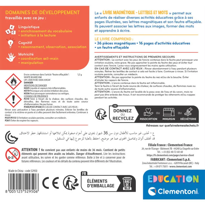 Clementoni Livre magnétique - Lettres et mots