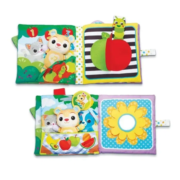 Vtech Baby - Grand Livre Toudoux Des Découvertes - Livre d'éveil en tissu interactif avec peluche ourson, sons et lumières - Jouet pour bébé de 3 à 24 mois