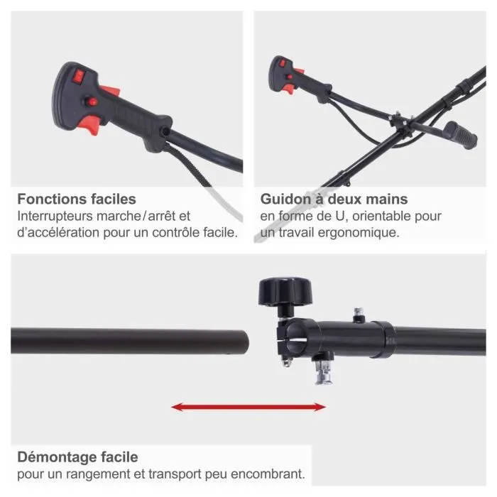 Scheppach Débroussailleuse thermique PBC520, 52 cc, largeur de coupe 42 cm, lanceur manuel