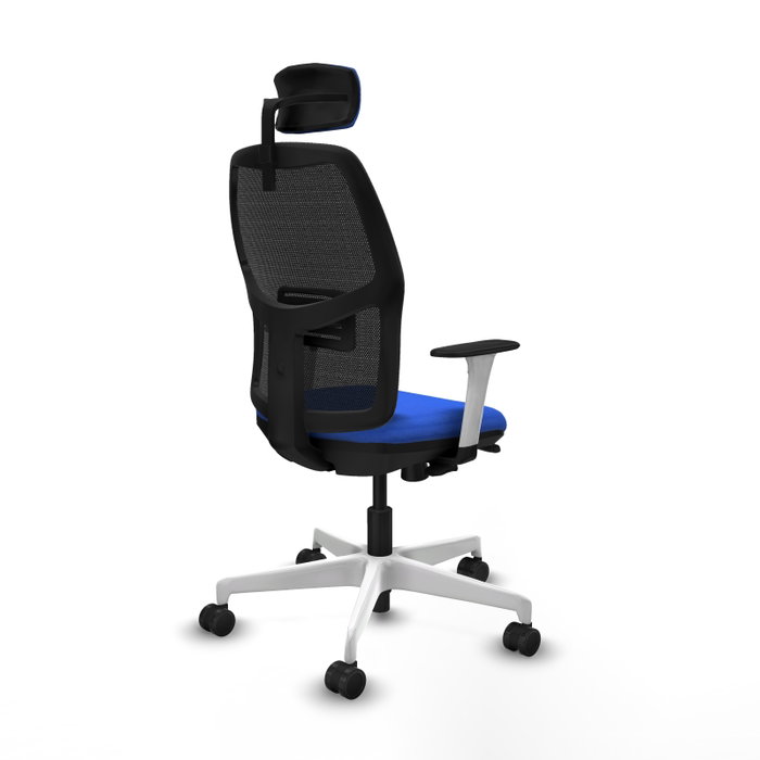 PIQUERAS Y CRESPO Chaise Alfera Synchrone Maille/Tissu Bleu et Noir, Structure Blanc