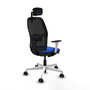 PIQUERAS Y CRESPO Chaise Alfera Synchrone Maille/Tissu Bleu et Noir, Structure Blanc