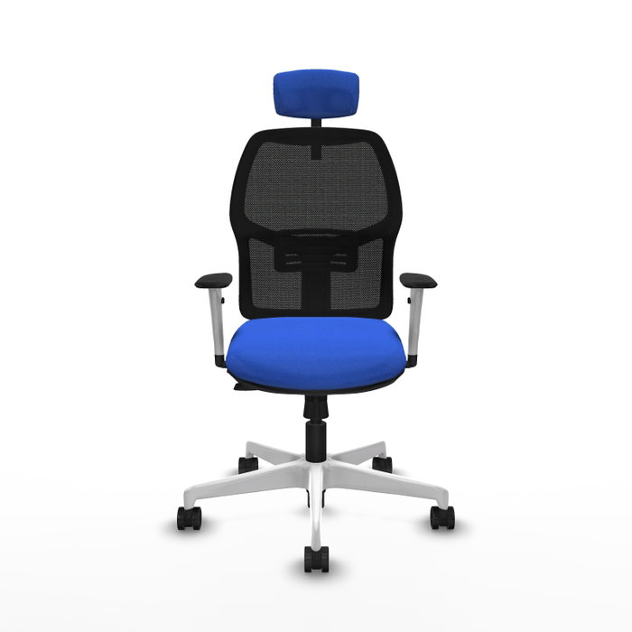 PIQUERAS Y CRESPO Chaise Alfera Synchrone Maille/Tissu Bleu et Noir, Structure Blanc
