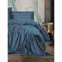BigBuy Home Parure de couette Satin Bleu 220 x 240 cm, 3 pièces