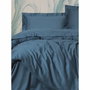 BigBuy Home Parure de couette Satin Bleu 220 x 240 cm, 3 pièces