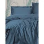 Housse de couette Satin King 220 x 240 cm + 2 taies 60 x 60 cm - Satin 100% coton 211 fils - Bleu