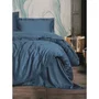 Housse de couette Satin King 220 x 240 cm + 2 taies 60 x 60 cm - Satin 100% coton 211 fils - Bleu