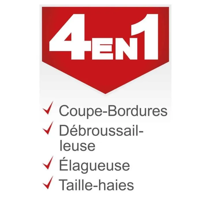 Scheppach OMF52-4P - Débroussailleuse thermique 4 en 1, 52 cm3, 1,5 CV - Débroussailleuse, coupe-bordures, élagueuse, taille-haies, largeur de coupe 43 cm