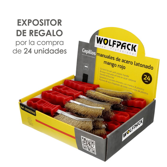 WOLFPACK LINEA PROFESIONAL Cepillo Manual Acero Latonado Mango Rojo 25 cm WOLFPACK LINEA PROFESIONAL Cepillo Manual Acero Latonado Mango Rojo 25 cm