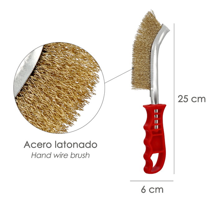 WOLFPACK LINEA PROFESIONAL Cepillo Manual Acero Latonado Mango Rojo 25 cm WOLFPACK LINEA PROFESIONAL Cepillo Manual Acero Latonado Mango Rojo 25 cm