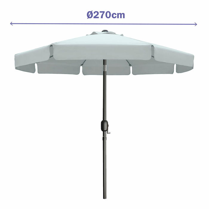 Marbueno Parasol Acero 8 Varillas D300 cm Poliester Blanc Jardin, Piscine, Terrasse