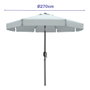 Marbueno Sombrilla Acier 8 Varilles D270 cm Polyester Blanc Jardin Piscine et Terrasse 10489