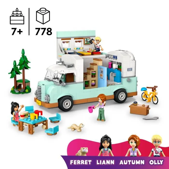 LEGO 42663 Friends Camping-car de l'amitié - Jouet de construction 778 pièces avec mini-poupées pour enfants dès 7 ans