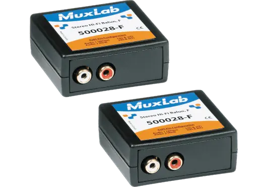 MUXLAB Kit 2X Balun Stéréo Hi-Fi Hembra - Émetteur-Récepteur Audio RCA - Transmission jusqu'à 1 km