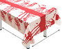 Mantel Blanc 274 x 137 cm avec Taches et Empreintes de Sang - Décoration Effrayante Halloween pour Table, Fêtes et Maisons Hantées