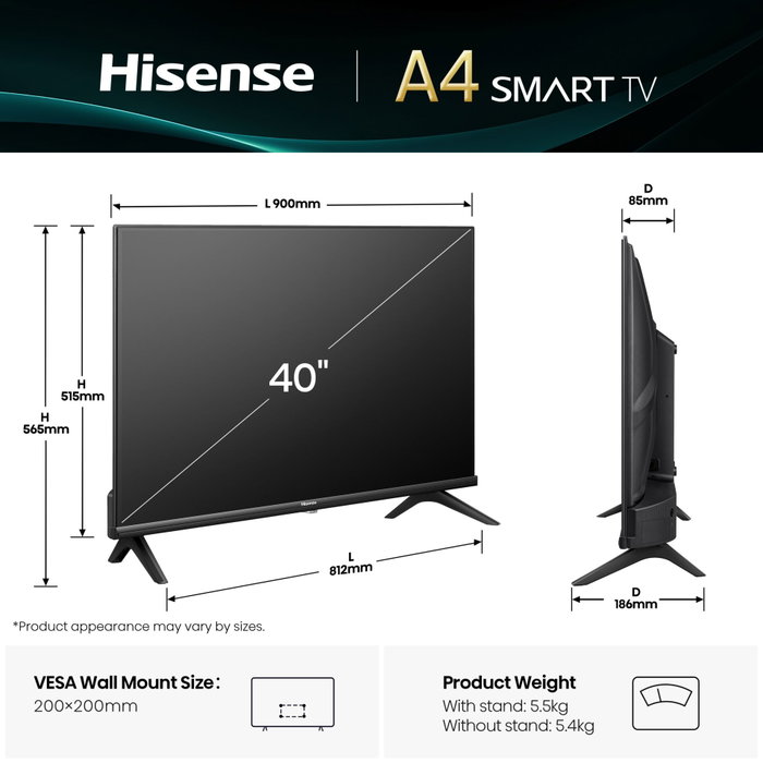 Hisense 40A4Q Téléviseur LED 40 Pouces Full HD 1080p Smart TV WiFi