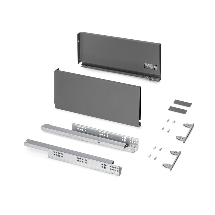 Emuca Tiroir extérieur Protone 30kg , coulisses à sortie totale et fermeture amortie, hauteur 178mm, profondeur 400mm, Acier, Gris anthracite Emuca Tiroir extérieur Protone 30kg , coulisses à sortie totale et fermeture amortie, hauteur 178mm, profondeur 400mm, Acier, Gris anthracite