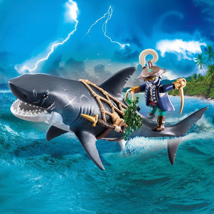 Playmobil Pirate et requin avec mâchoire articulée, 21 pièces Playmobil Pirate et requin avec mâchoire articulée, 21 pièces